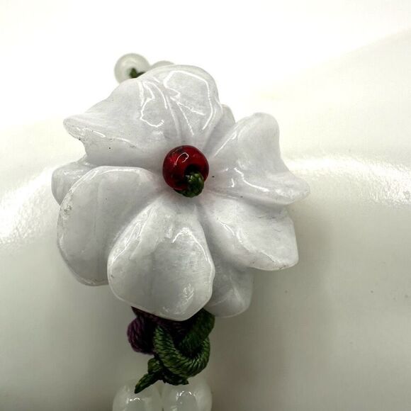 Jadeite flower adjustable bracelet - Picture 4 of 10